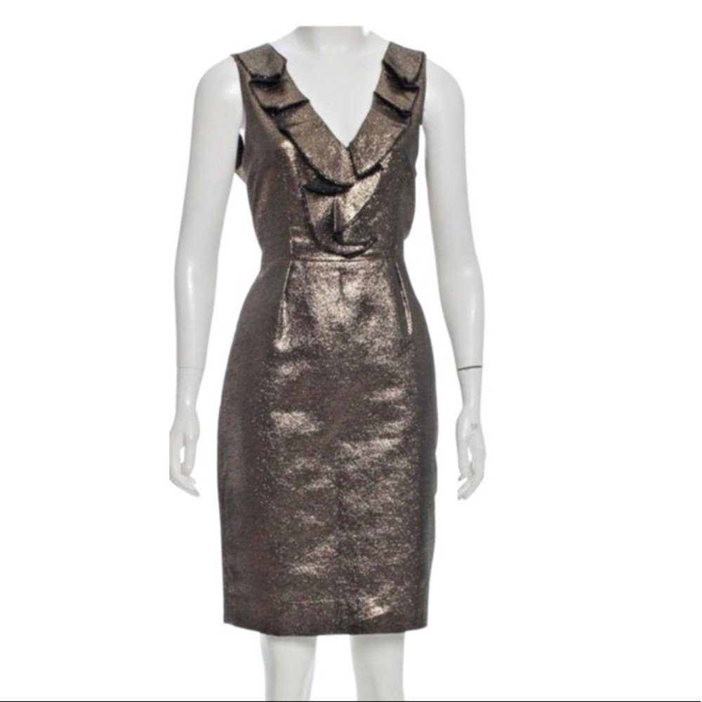 Kate spade size 0 black and gold ruffle dress